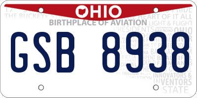 OH license plate GSB8938