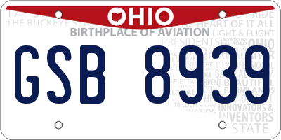 OH license plate GSB8939