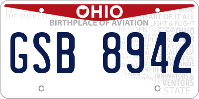 OH license plate GSB8942