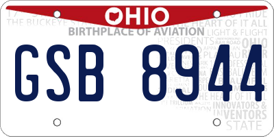 OH license plate GSB8944
