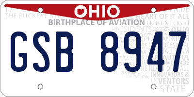 OH license plate GSB8947