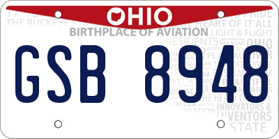 OH license plate GSB8948