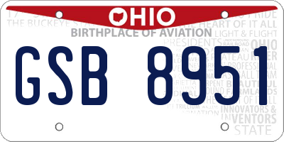 OH license plate GSB8951