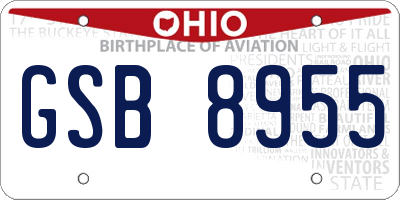 OH license plate GSB8955