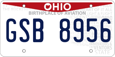 OH license plate GSB8956