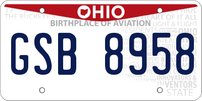 OH license plate GSB8958