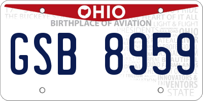 OH license plate GSB8959
