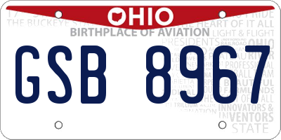 OH license plate GSB8967
