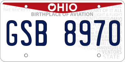 OH license plate GSB8970