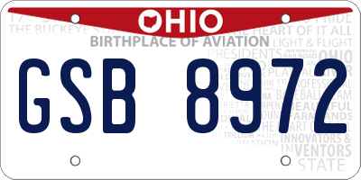 OH license plate GSB8972