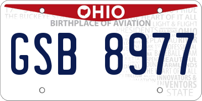 OH license plate GSB8977