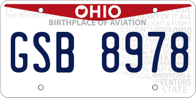 OH license plate GSB8978