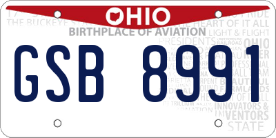 OH license plate GSB8991