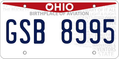 OH license plate GSB8995