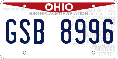 OH license plate GSB8996