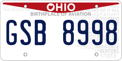 OH license plate GSB8998