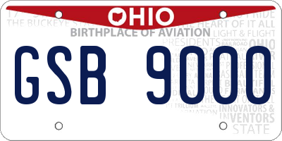 OH license plate GSB9000