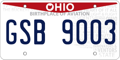 OH license plate GSB9003