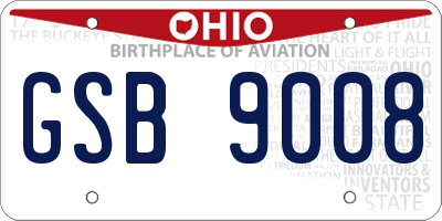 OH license plate GSB9008