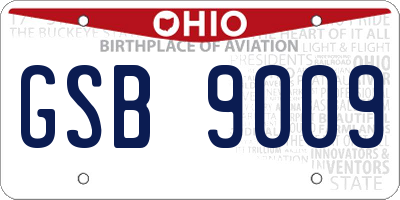 OH license plate GSB9009