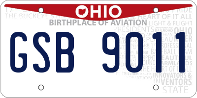 OH license plate GSB9011