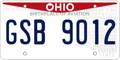 OH license plate GSB9012