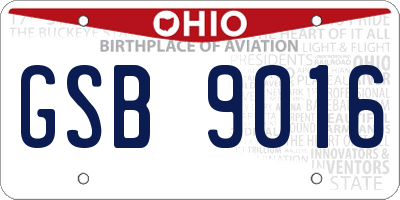 OH license plate GSB9016