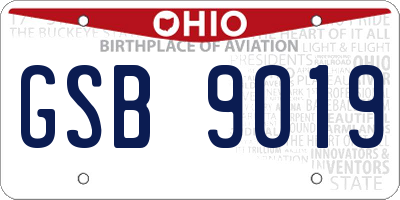 OH license plate GSB9019