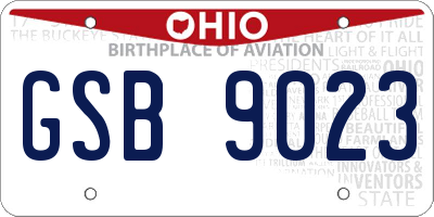 OH license plate GSB9023