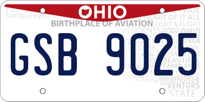 OH license plate GSB9025