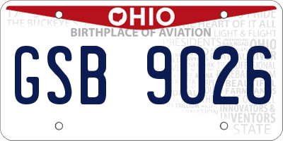 OH license plate GSB9026