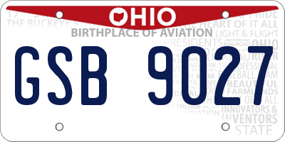 OH license plate GSB9027