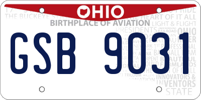 OH license plate GSB9031