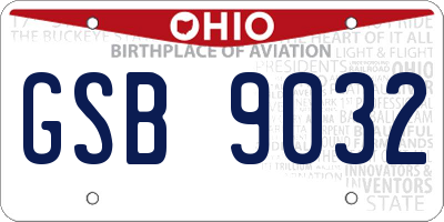 OH license plate GSB9032