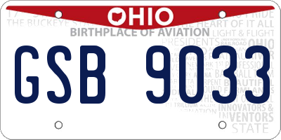 OH license plate GSB9033