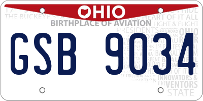 OH license plate GSB9034