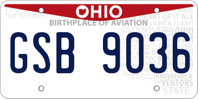 OH license plate GSB9036