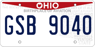 OH license plate GSB9040