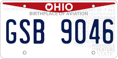 OH license plate GSB9046