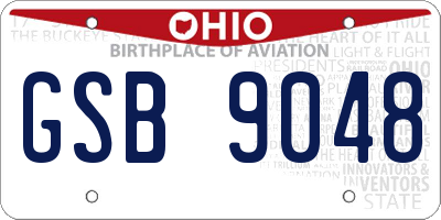 OH license plate GSB9048