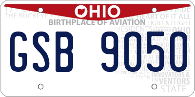 OH license plate GSB9050