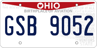 OH license plate GSB9052