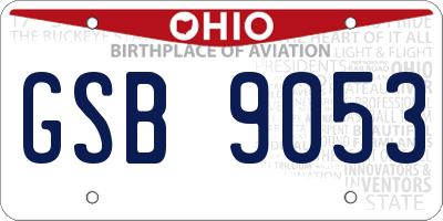 OH license plate GSB9053