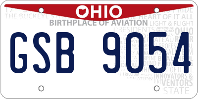 OH license plate GSB9054
