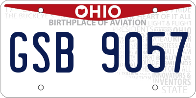 OH license plate GSB9057