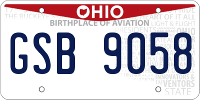 OH license plate GSB9058