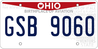 OH license plate GSB9060