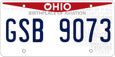 OH license plate GSB9073