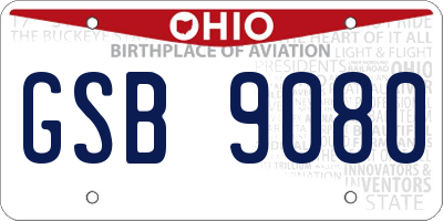 OH license plate GSB9080