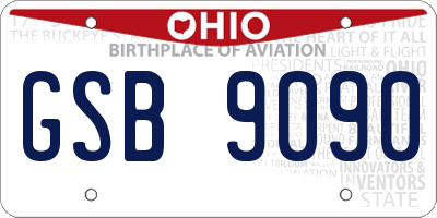 OH license plate GSB9090